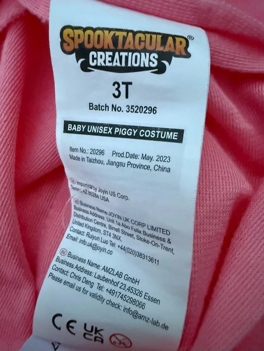 Spooktacular Creations Pink Pig Costume Jumpsuit Toddler 3T Halloween Dress Up